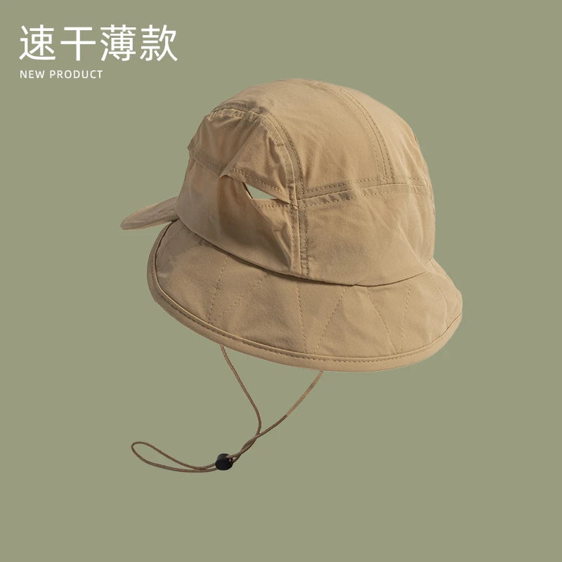 Japanese Outdoor Camping Sun Protection Bucket Hats Women Summer Thin Quick-drying Breathable Neck Protection Men's Caps
