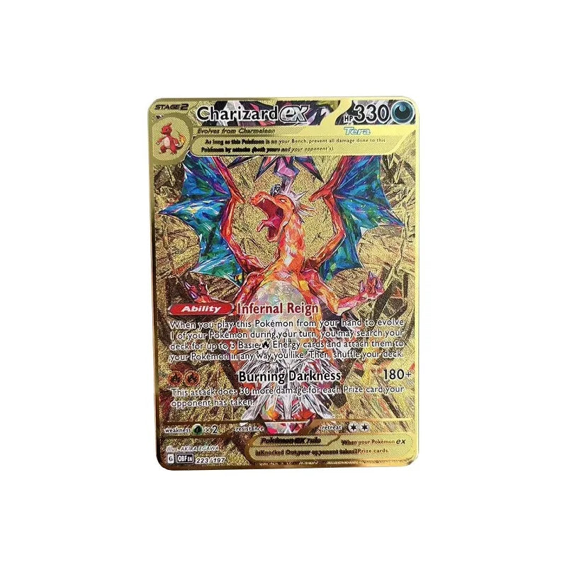 Pokemon Metal Card 10000 Points Arceus Charizard Raichu Super Card Golden English Mewtwo Vmax GX EX Christmas gift