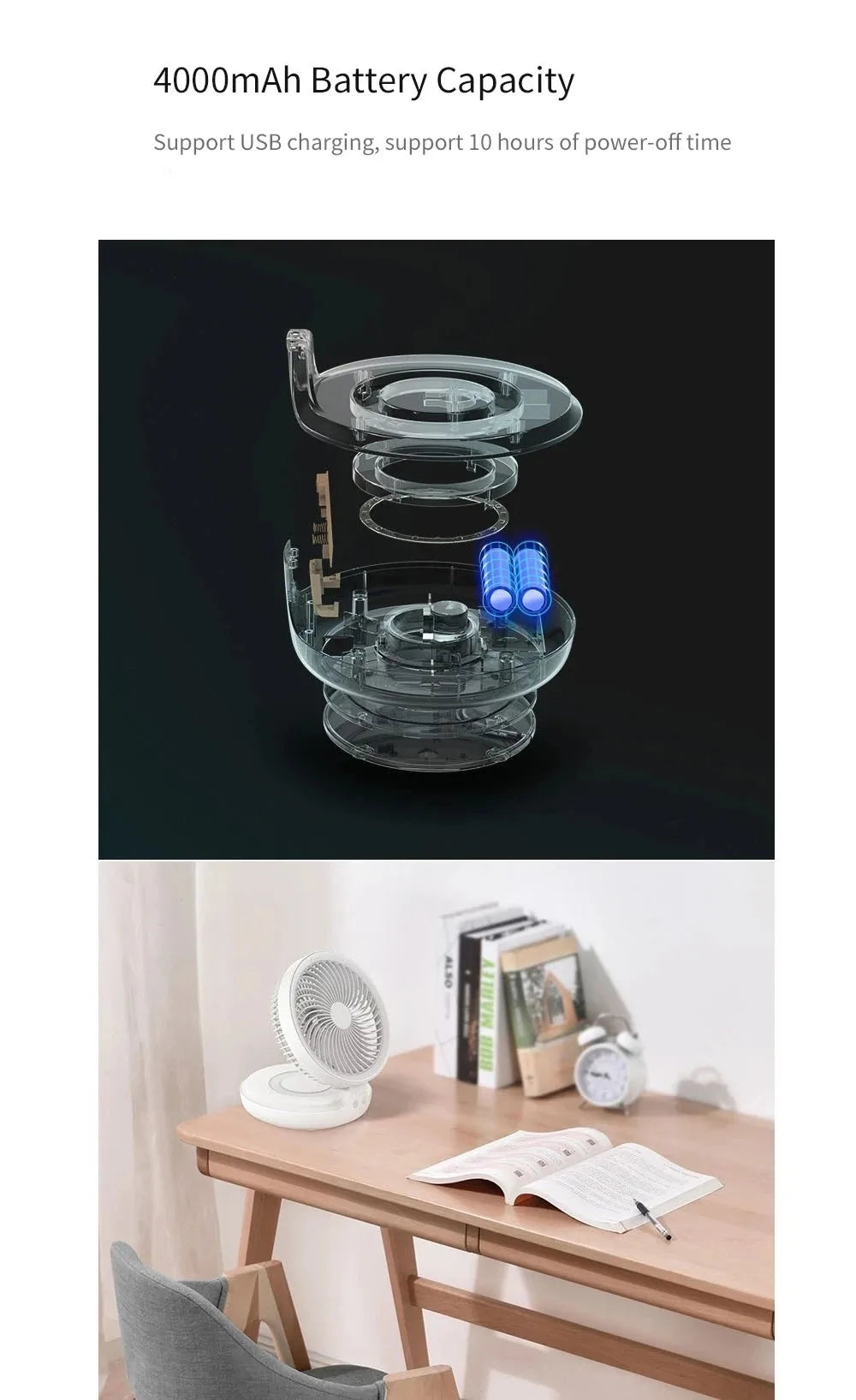 Portable Rechargeable Pedestal Cooling Light Folding Stand Desk Fan High Speed Electric Fan With Remote Control