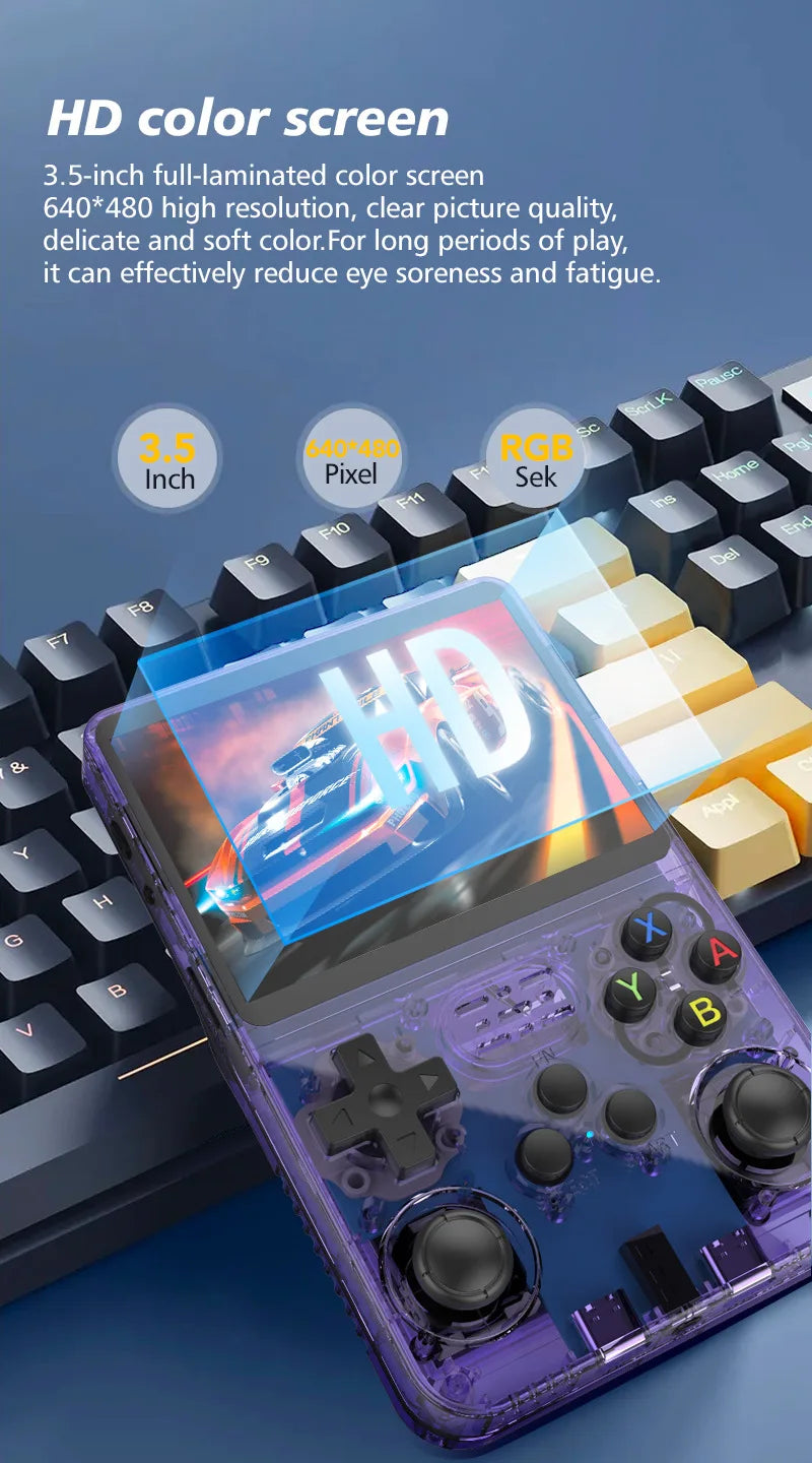 R36S Portable Handheld Game Controller with 3.5" HD Screen, Rechargeable Battery - Perfect Christmas Gift for Gamers