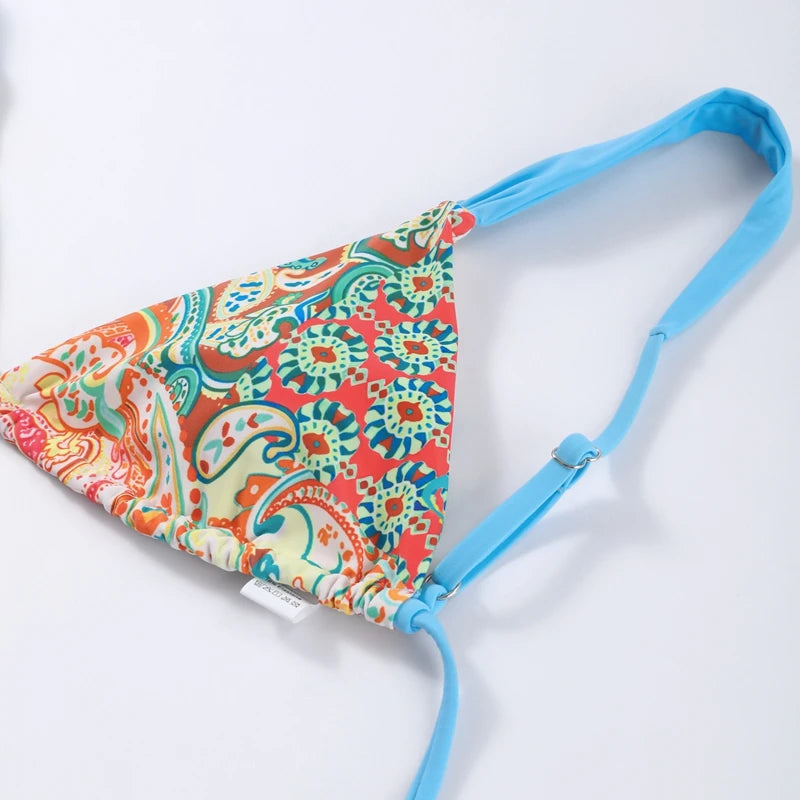 Beach Printed Bikini Skirts Set Women's Sexy Backless Sleeveless Lace-up Swimwear Long Skirt 2025 Summer New Lady Vacation Suit