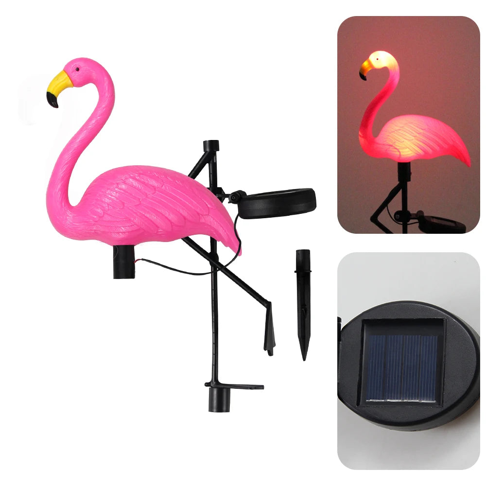 Solar Flamingo Light Waterproof Solar Garden Lights Outdoor Decor Pink Flamingo Christmas Gift for Yard Lawn Walkway Pathway