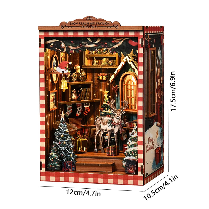 DIY Book Nook Kit Figurines Miniature Booknook Wooden Doll House 3D Puzzle Bookshelf  Dollhouses Toy For Birthday Christmas Gift