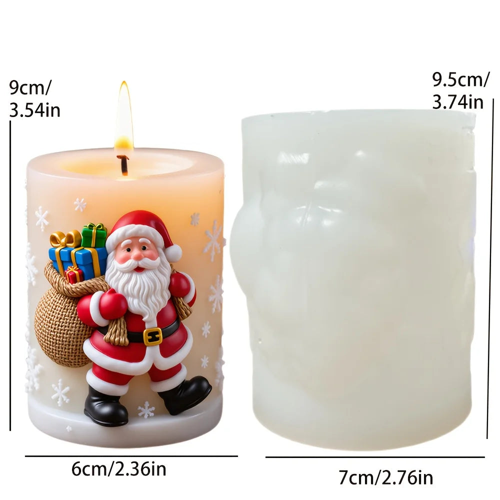 Santa Spherical Scented Candle Silicone Mold Wear Hat Santa Spherical Resin Mould Santa Relief Plaster Molds Christmas Gift