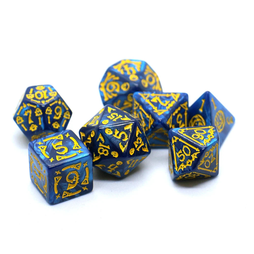 7pcs Set Relief Halloween Pattern Board Game Dice Set, DND Game Dice