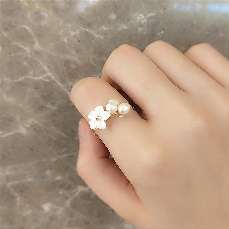 Vintage Rose Flower Rings For Women Korean Style Adjustable  Sakura Princess Finger Ring Bride Wedding Engagement Party Jewelry