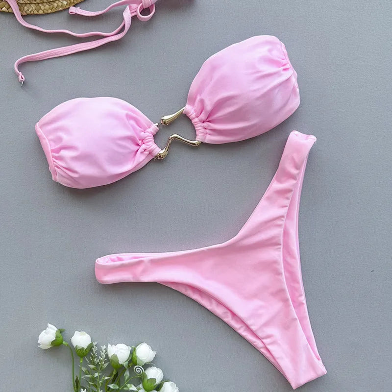 Summer Sexy Bikinis Swimsuits Women Swimwear Push Up Female Beach Swim Wear Bathing Suits Brazilian Bikini Set Pool Bather 2025