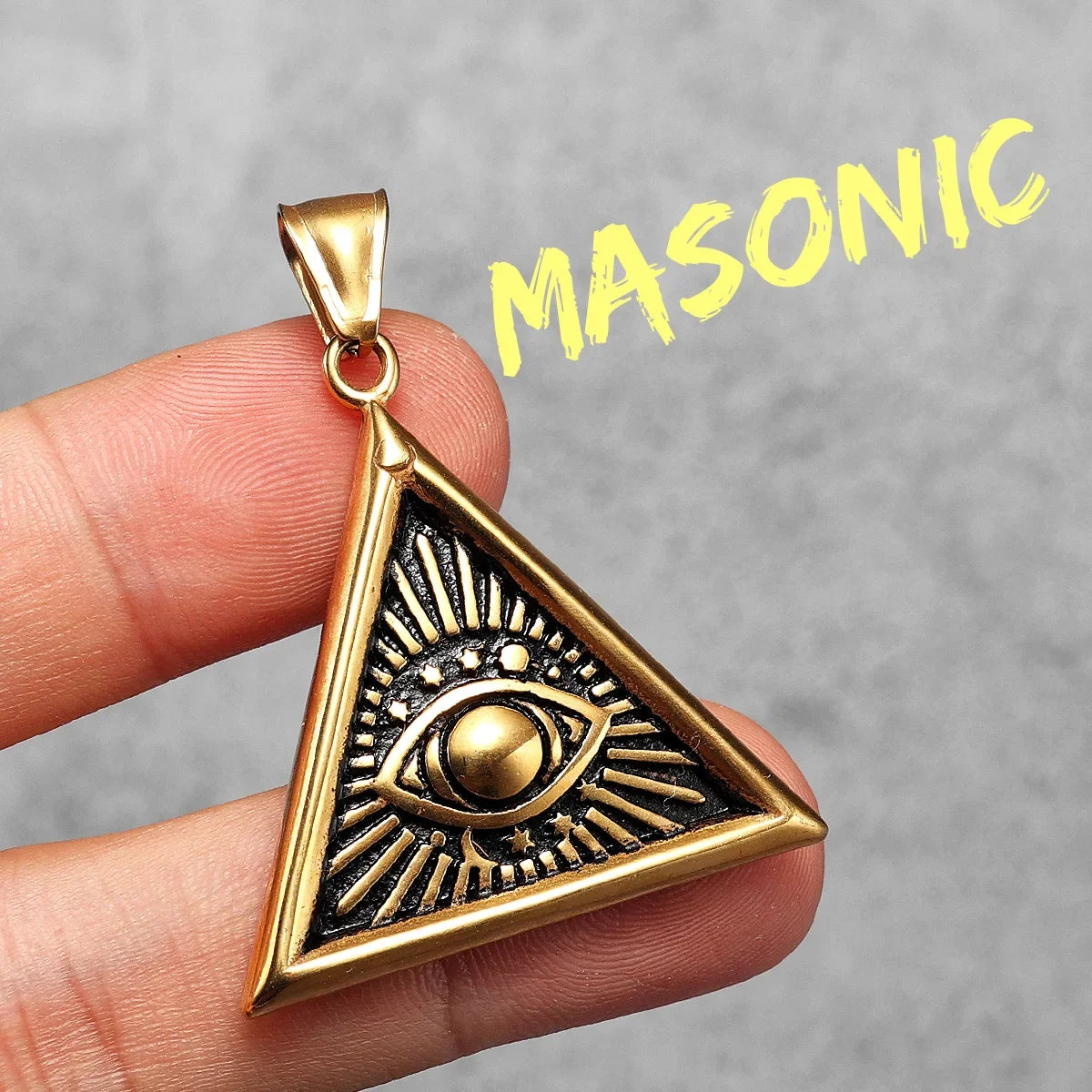 Masonic Illuminati Eye Amulet Men Necklaces Stainless Steel Pendants Chains Women Jewelry Cool Male Accessories Gifts Wholesale