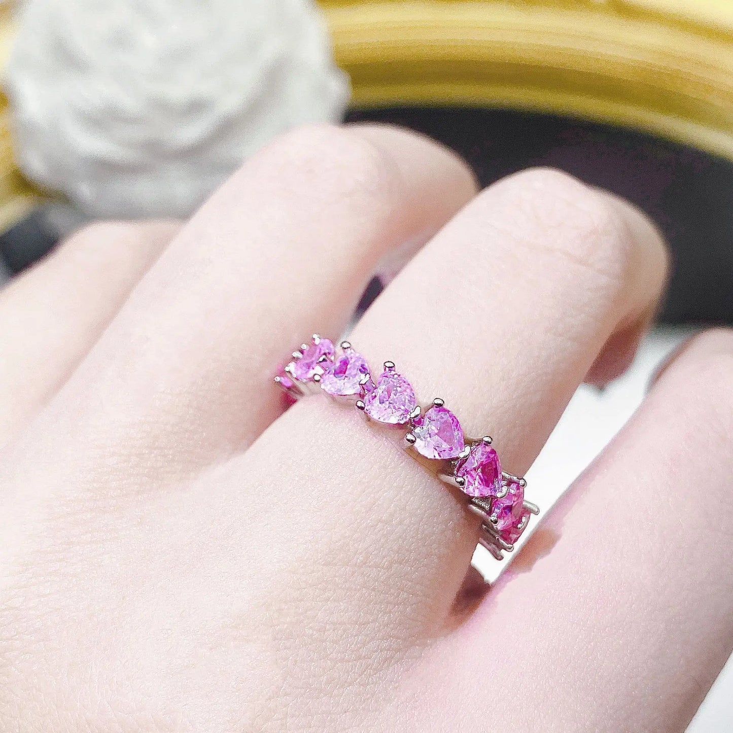 925 silver high-definition jewelry design Paraiba tourmaline ring light luxury color treasure love ring jewelry gift