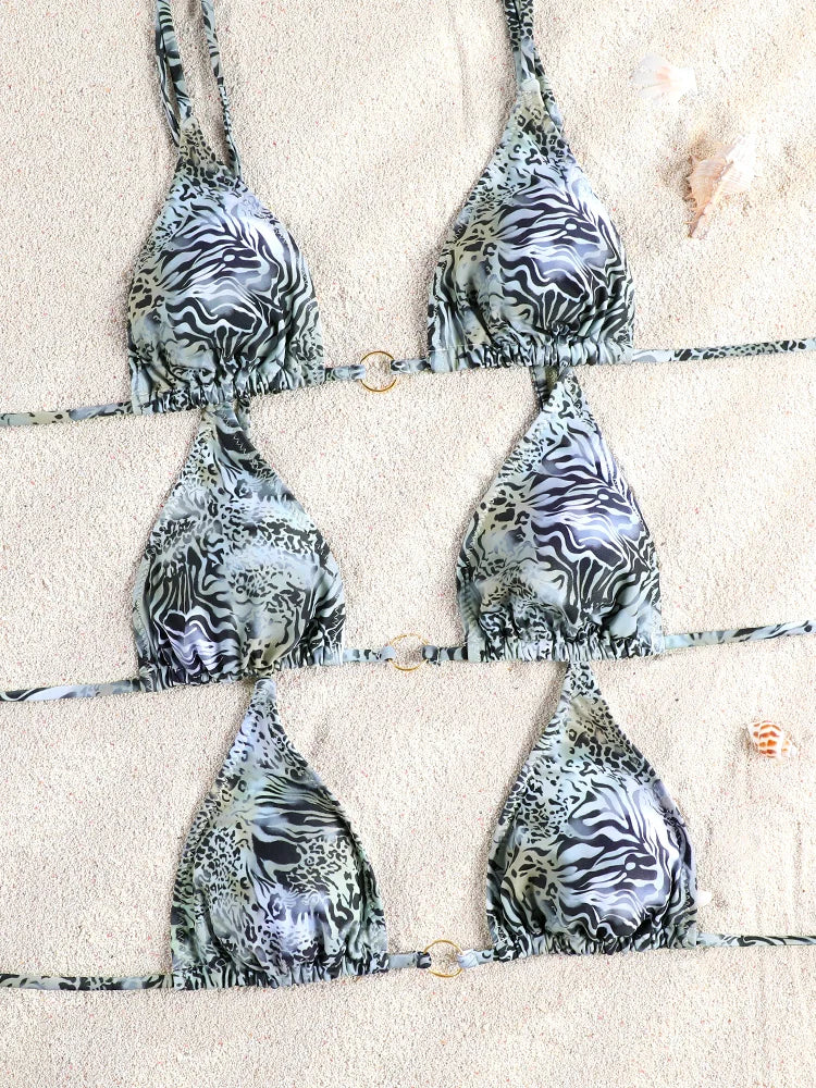 Miyouj Push Up Bikinis Print Swimwear Women Sexy Swimsuit Bandage Bikini Set 2024 Beachwear String Bathing Suits Micro Biquini