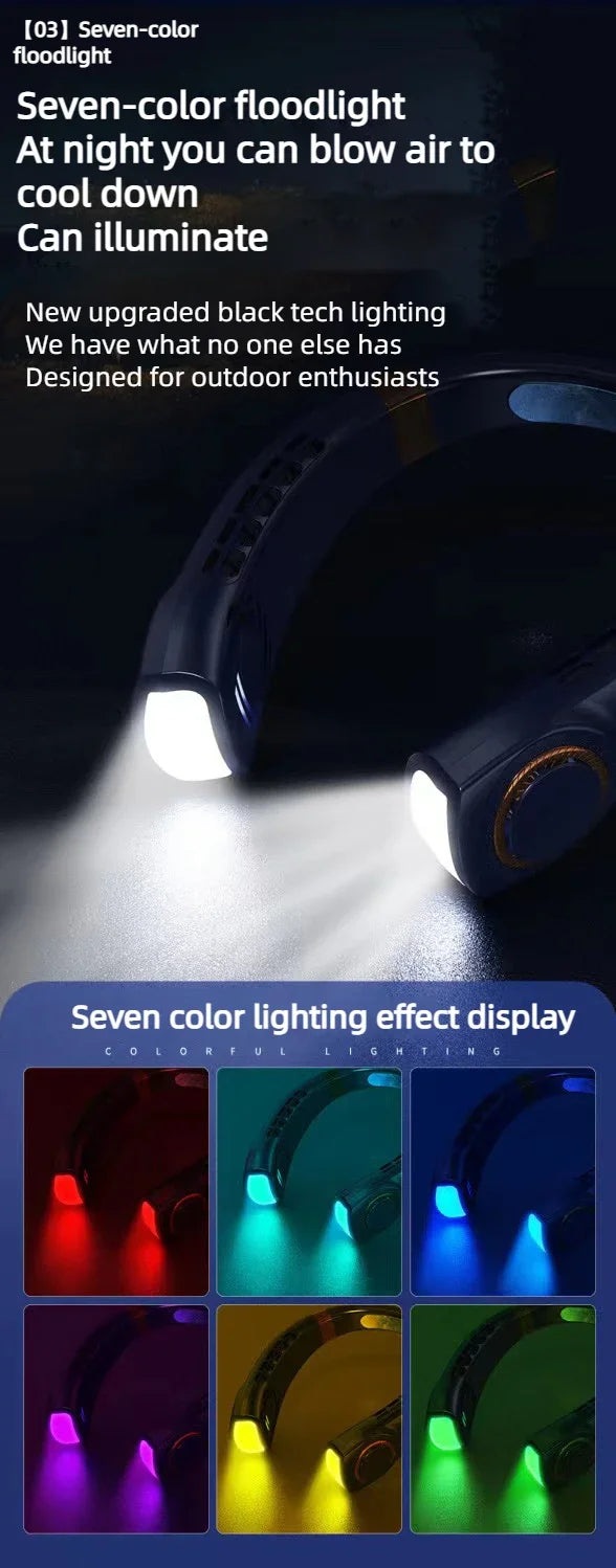 Portable Neck Fan Personal 4000mah Bladeless Cooling Neck Fan Blow Cold Air Neck Cooler Wearable Fan Around Your Neck Adjustable