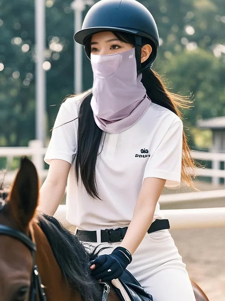 Summer Sunscreen Ice Silk Mask Neck UV Protection Face Cover Sunscreen Face with Outdoor Cycling Sun Protection Veil Tube Scarf