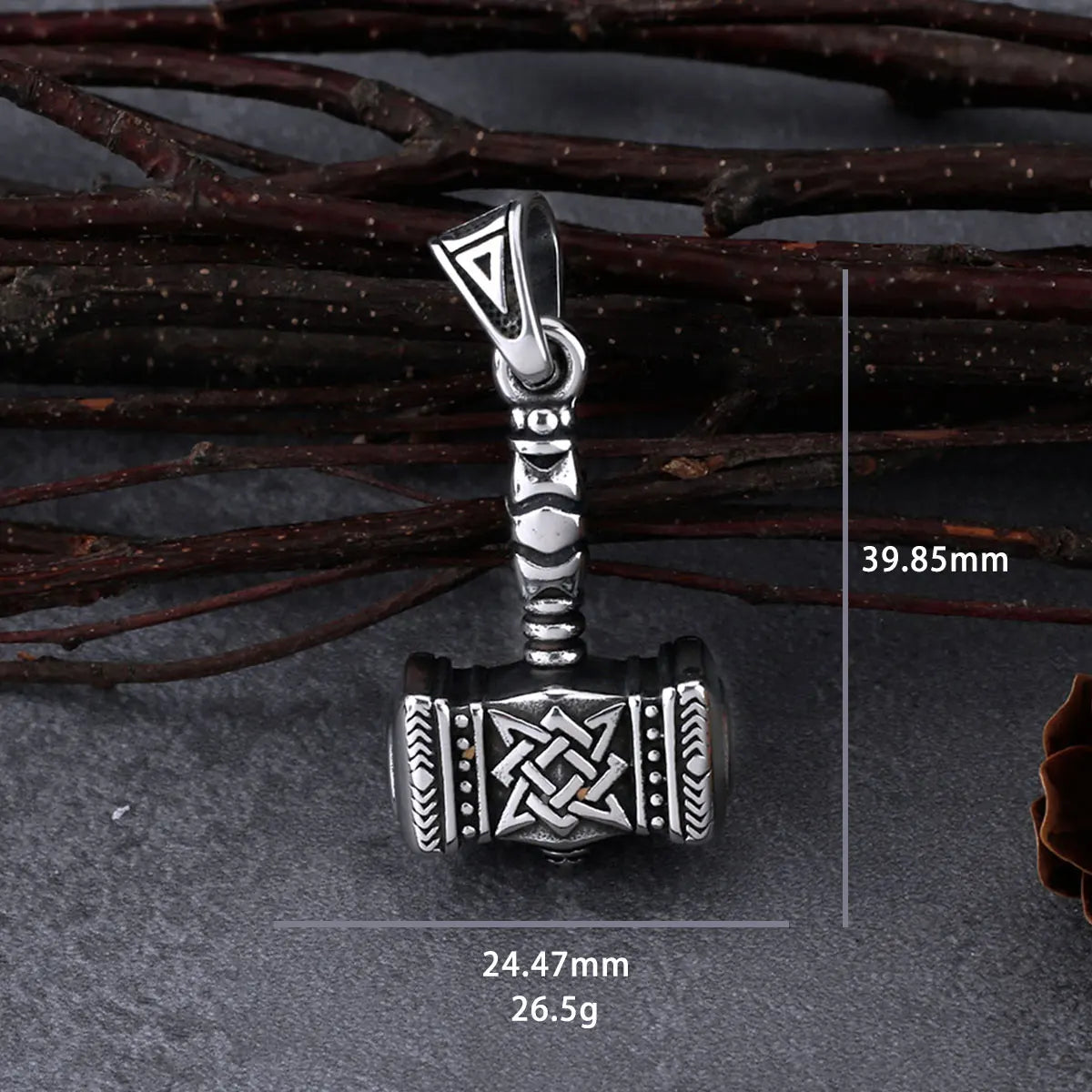 Thor's Hammer Nordic Mythology Men's Pendant Necklace Stainless Steel Trend Street Fashion Charm Jewelry Necklace