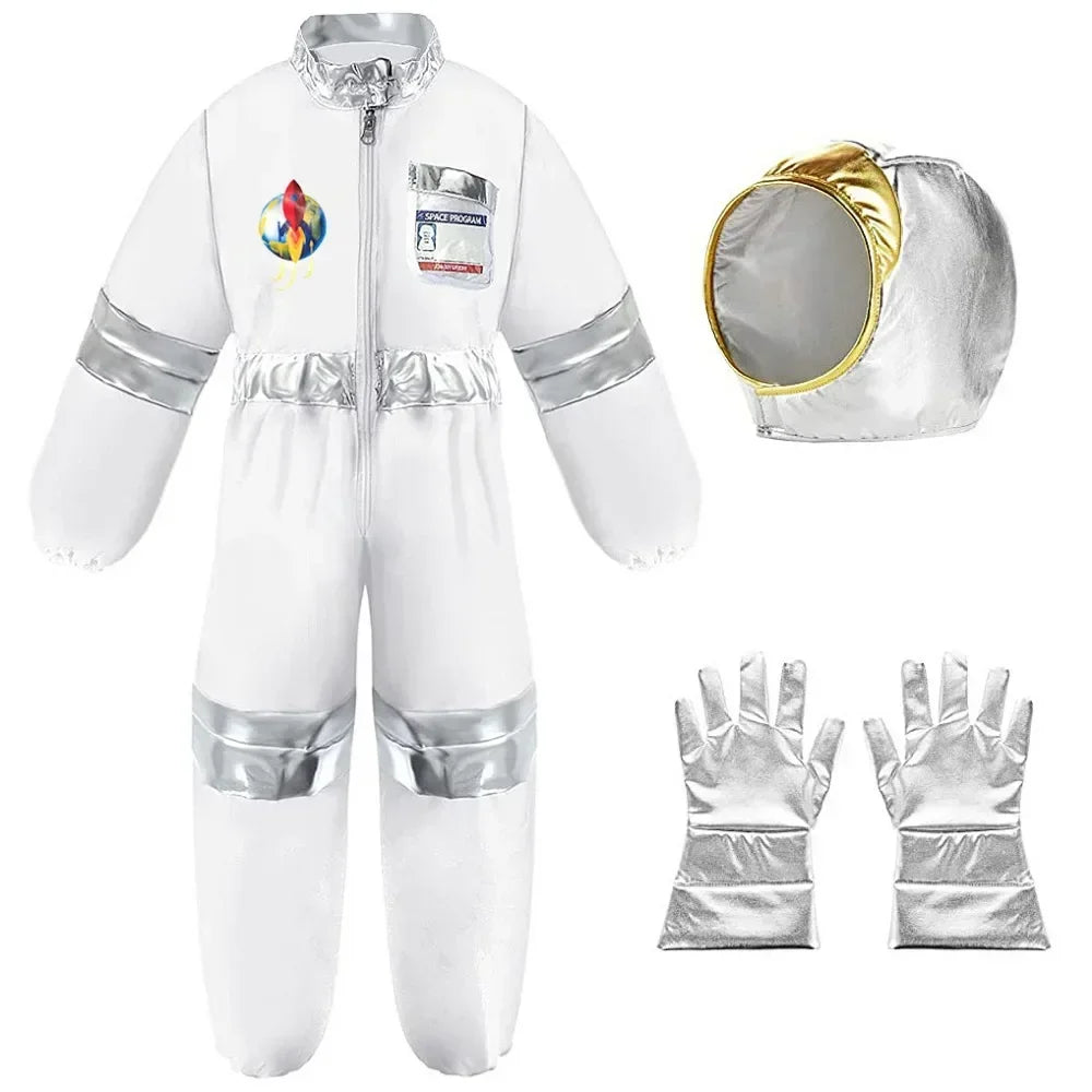 Children's Space Suit Cosplay Costume Astronaut Gloves Spaceman Kids Jumpsuit Holiday Halloween Party Gift Space Clothes