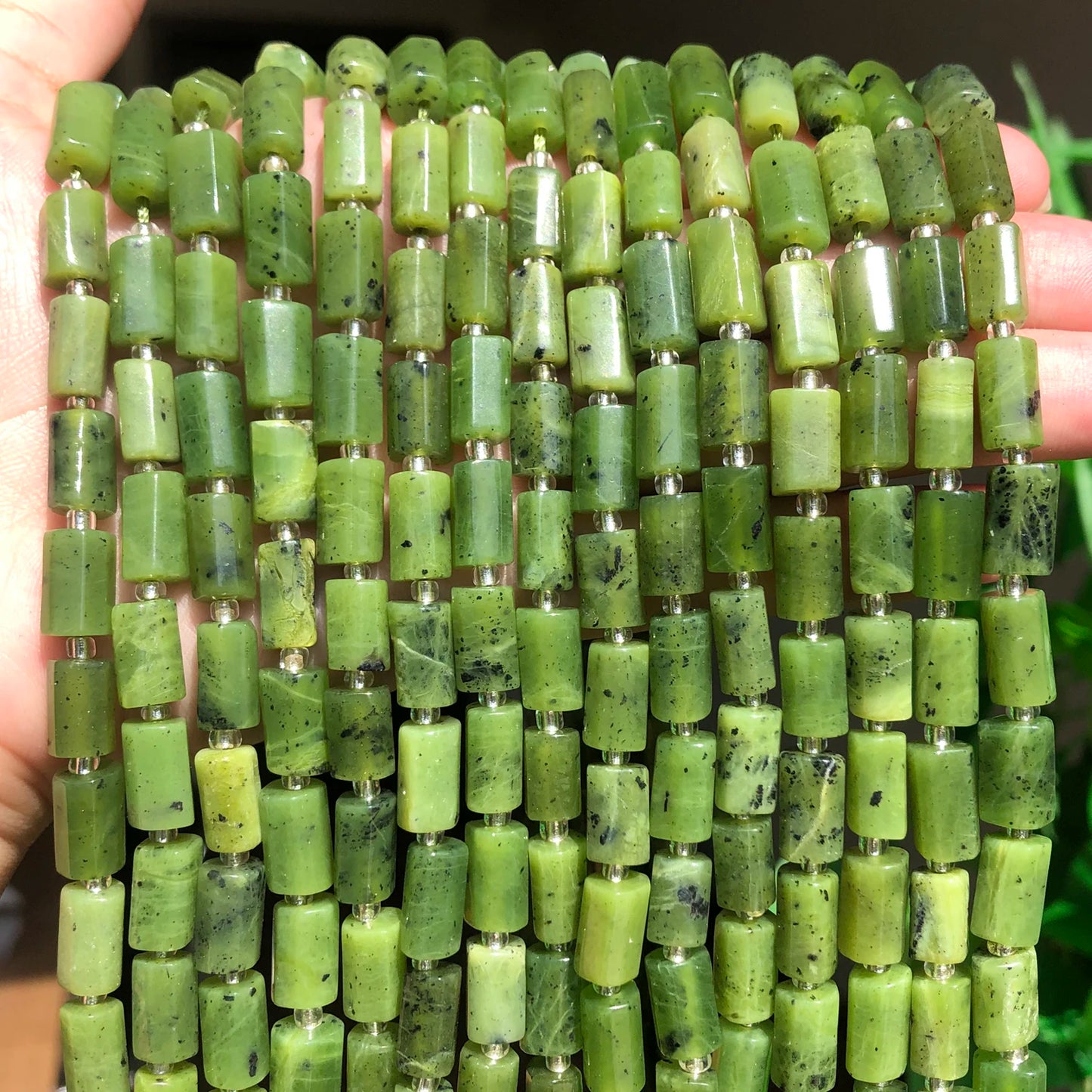 Natural Stone Bead Black Tourmaline Cylinder Shape Loose Spacer Beads for Jewelry Making DIY Bracelet Necklace Accessories 7.5''