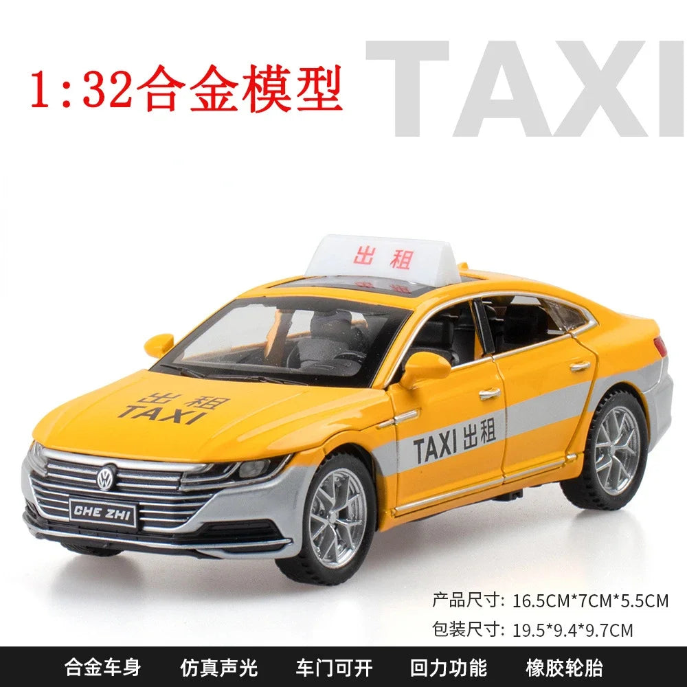 1:32 Volkswagen CC Taxi Car Model Alloy Car Die Cast Toy Car Model Sound Light Children's Toy Collectibles Christmas gift ﻿A563