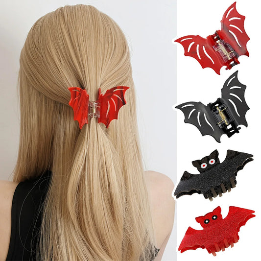1PC Halloween Bat Hair Clip Funny Women's Back-Of-Head Party Decoration Ponytail Accessory