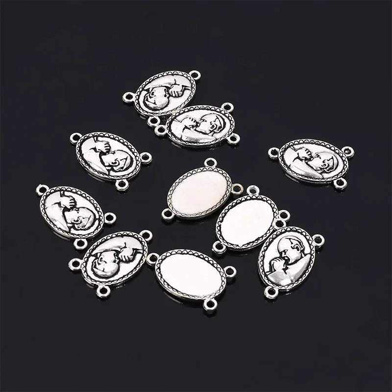 A variety of Christian retro little Virgin Mary connector Spirit Holy Jesus Father Anthony pendant cross bracelet connector 10