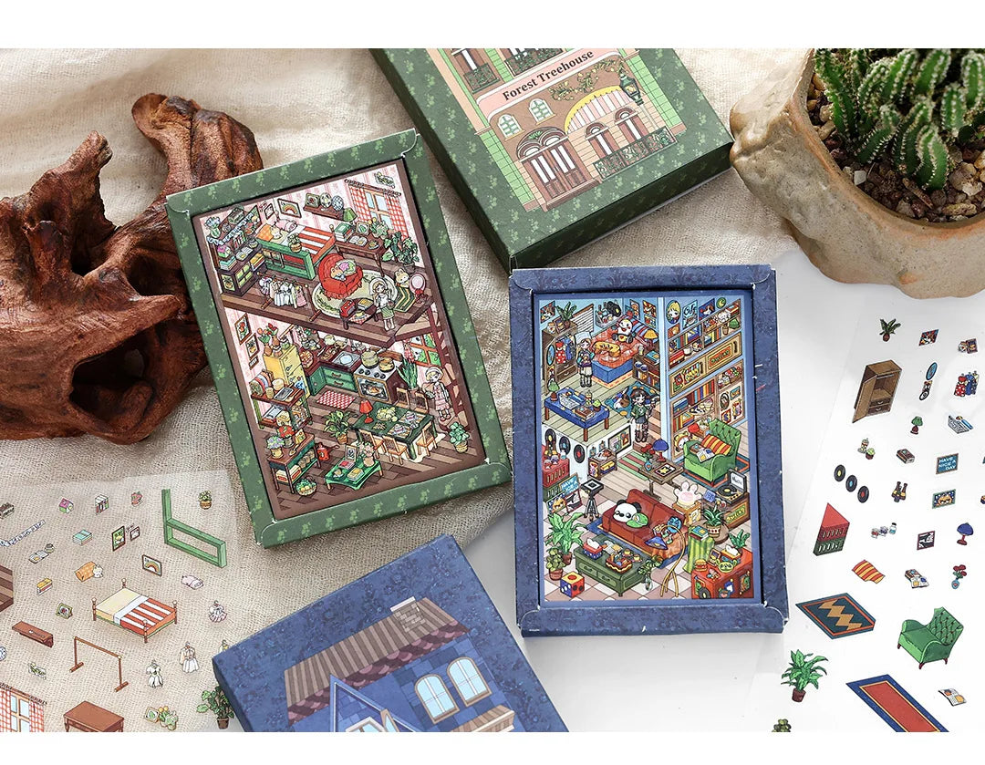 Forest treehouse 3D photo frame Landscape Sticker  DIY  Pocket Cabin  Scene   Halloween Children's Toys gifts ﻿ ﻿