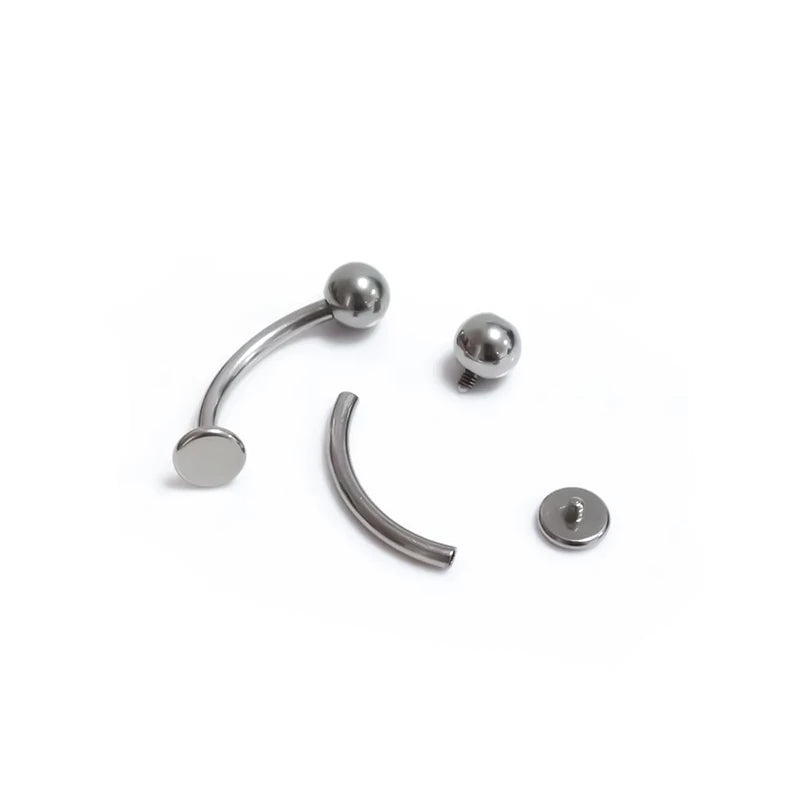1 Pcs Both End Internal Thead G23 Titanium 14g 6-14mm Belly Button Stud Round  Ball Flat Base Suspension Belly Button Ring Pierc