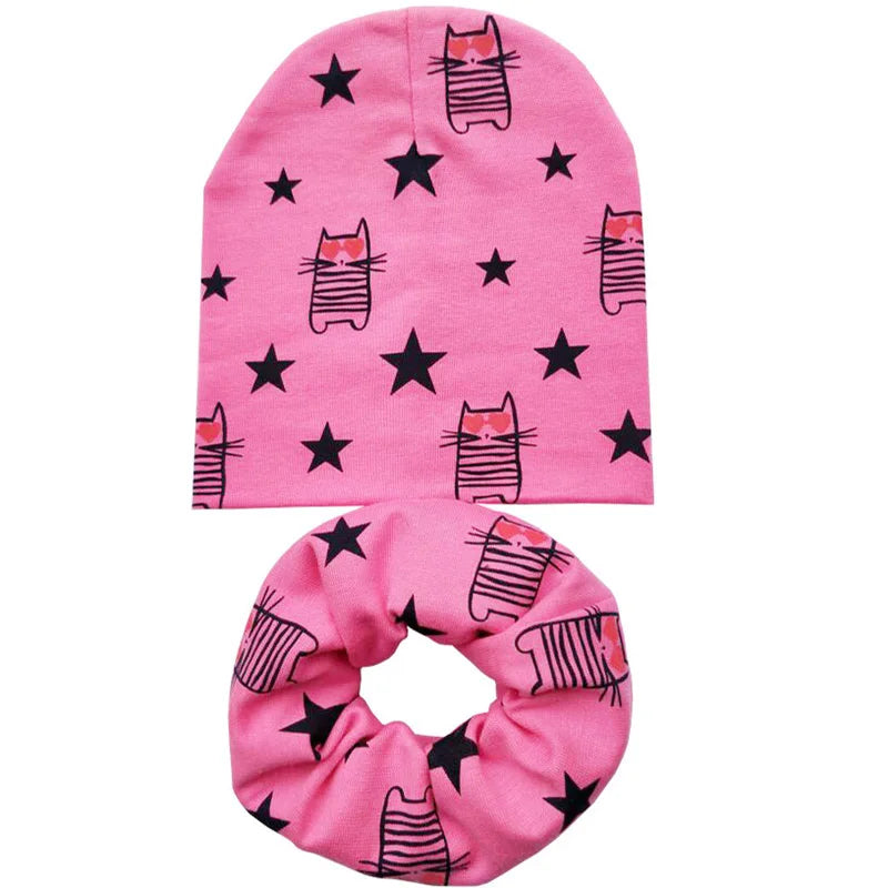 Star Print Cotton Baby Hat Autumn Winter Baby Girls Hat Boys Cap Toddlers Infant Cap Scarf Children Bonnet Hats