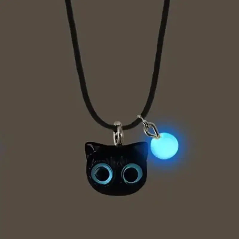 Luminous Matching Couples Bracelets Necklace for Women Men Cat Black White Cat Head Bangles Glow In The Dark Friendship Gift