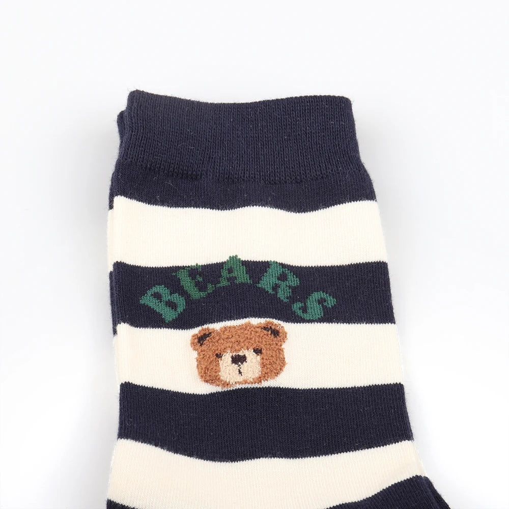 1 Pair Cartoon Gentleman Bear Men's Socks Comfortable Harajuku Skateboard Socks Novelty Breathable Christmas Gift Factory Direct