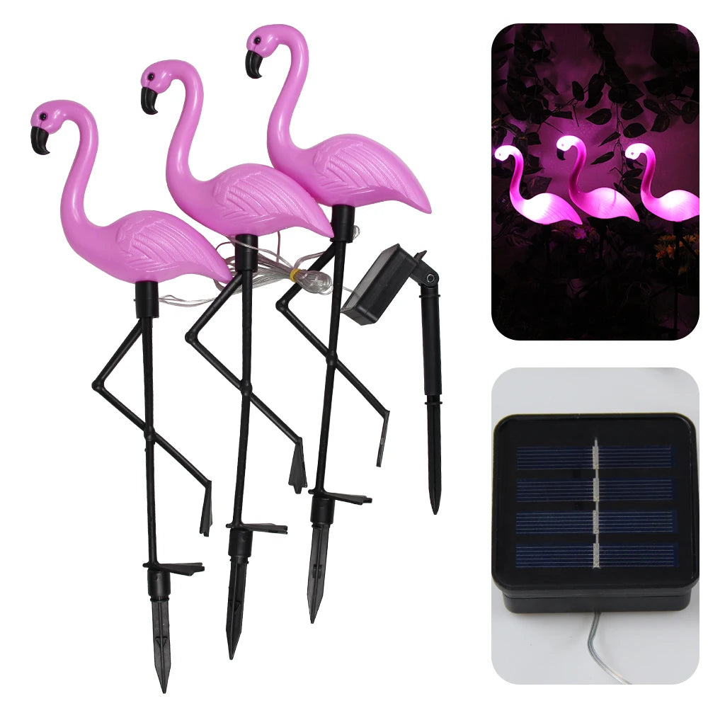 Solar Flamingo Light Waterproof Solar Garden Lights Outdoor Decor Pink Flamingo Christmas Gift for Yard Lawn Walkway Pathway