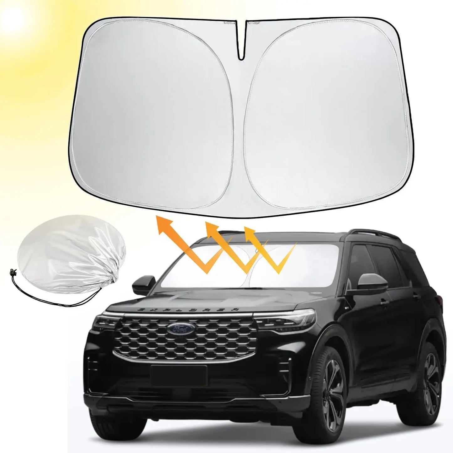 Car Windshield Sun Shade Durable for Sun Protection,Heat Insulation & UV,Sunshade for Car Windshield,Foldable Sun Shield