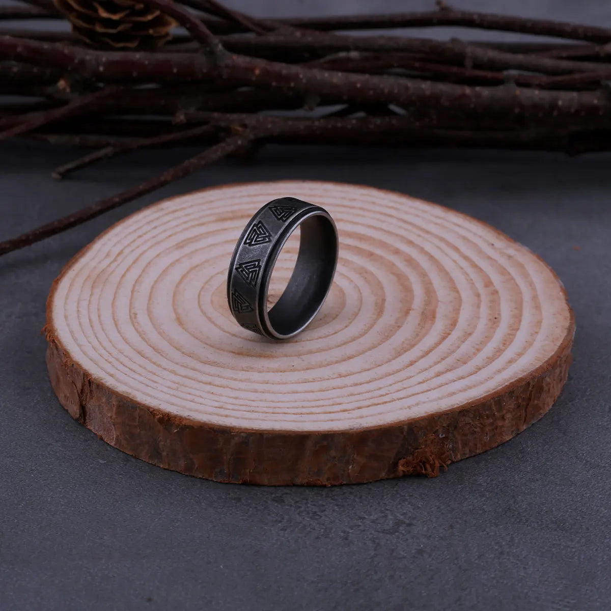 316L Stainless Steel Odin Nordic Viking Amulet Rune Ring Men and Women Fashion Words Retro Ring Viking Men's Jewelry