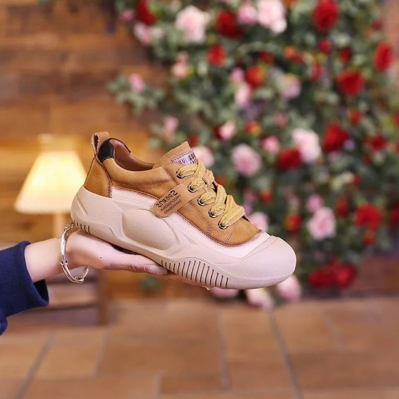 2025 Spring and Autumn New Versatile Thick Soled Retro Single Shoes Soft and Comfortable Height Boosting Women's Casual Shoes