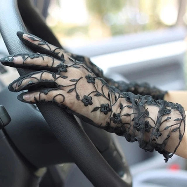 Lace Short Breathable Sun Protection Non-Slip Drive Women Thin New Gloves High Quality Ruffles Elegant Etiquette Soft