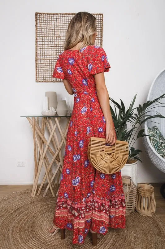 2024 Summer Leisure Hot Sale Holiday Printed Dress Sexy Long Dress Women's Wear
