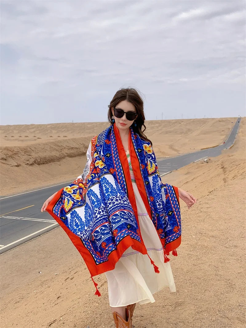 Travel Beach Sunscreen Scarves for Women Bikini Large Sarong Wrap Scarf Brazilian Swimsuit Bathing Cover-ups 17 Styles 90x180cm