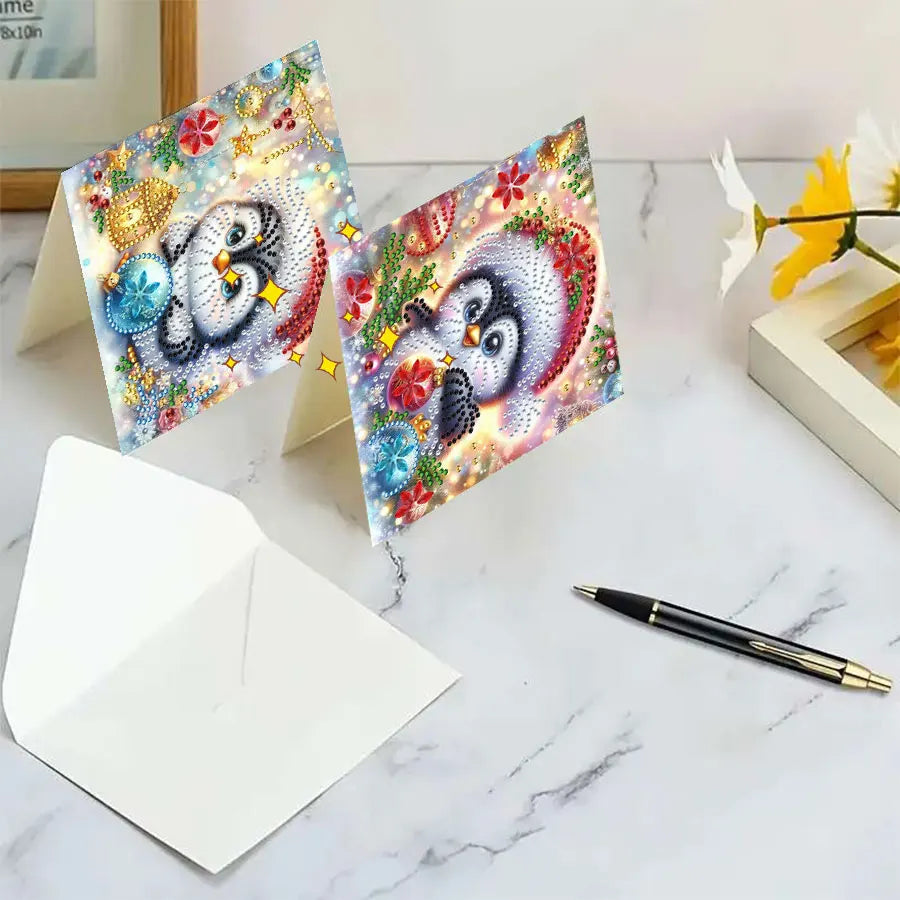 6-piece Diamond Painting Christmas Card Set - Christmas Gift, perfect for sending warm wishes to family and friends