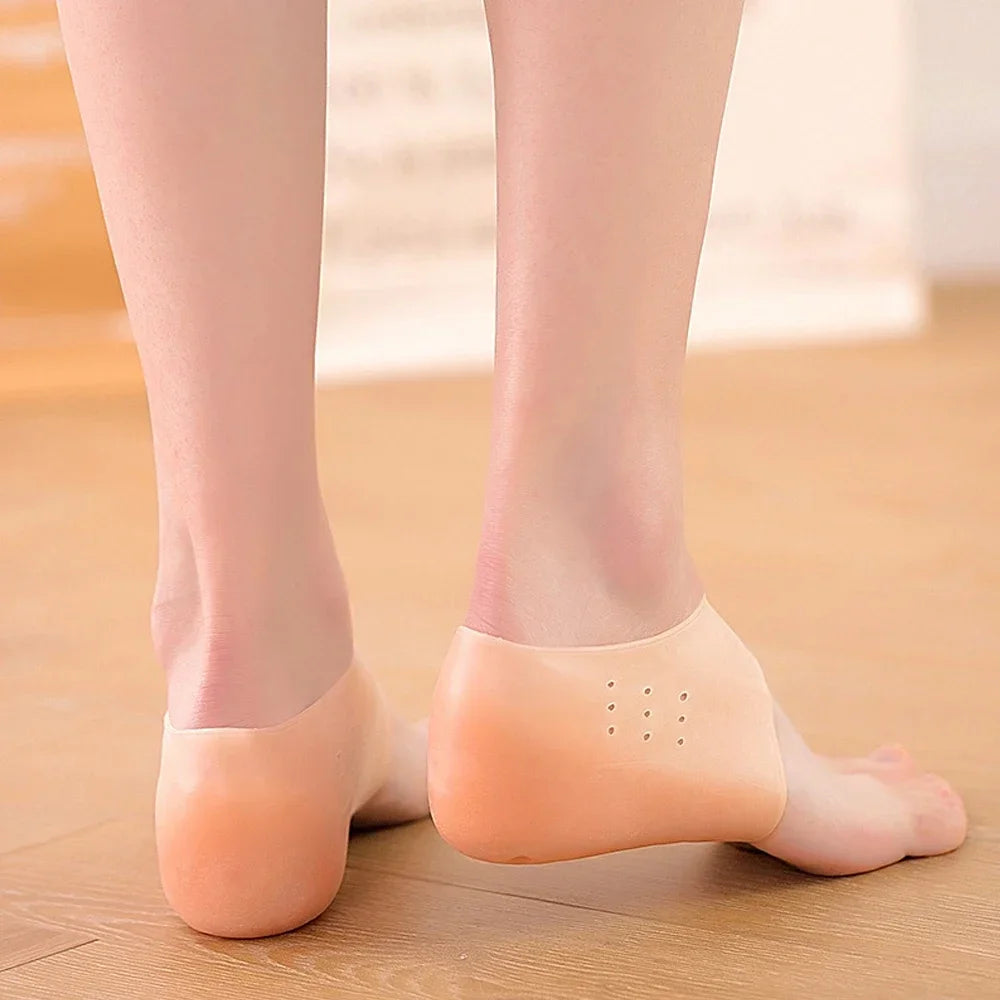 Unisex Invisible Height Increase 5CM Silicone Socks Gel Heel Pads Orthopedic Arch Support Heel Cushion Insoles Foot Massage Pad
