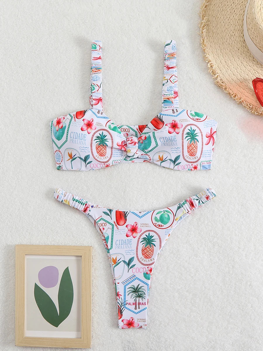 Sexy Bandeau Bikini Women's Swimsuit 2025 Two-piece Swimwear Thong Bikinis Set Female Bathing Suit Woman Swimming for Beach Wear
