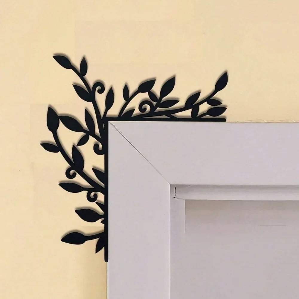 1PC Right Angle Plant Metal Wall Sculpture|Sleek Black Iron,Waterproof,Rustproof,Halloween&Christmas Gift,Bedroom/Room Decor