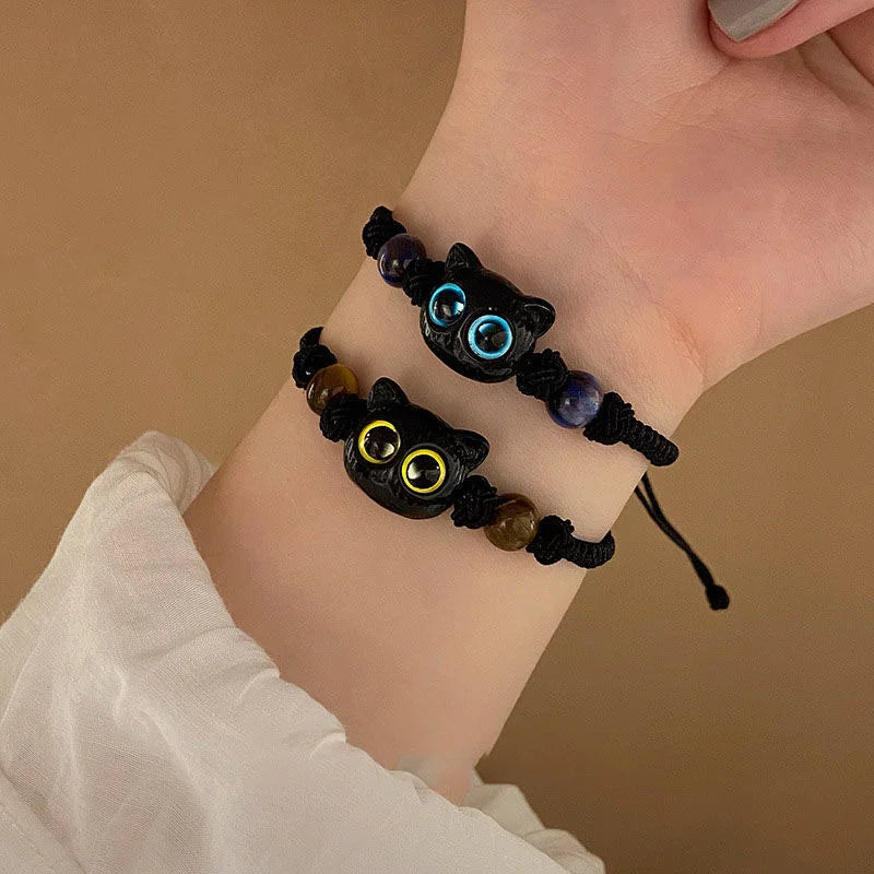 Handmade Couple Cute Cat Bracelet Unique Stylish Hand Rope For Women Men Beaded Woven Bracelet Wrist Jewelry Gifts