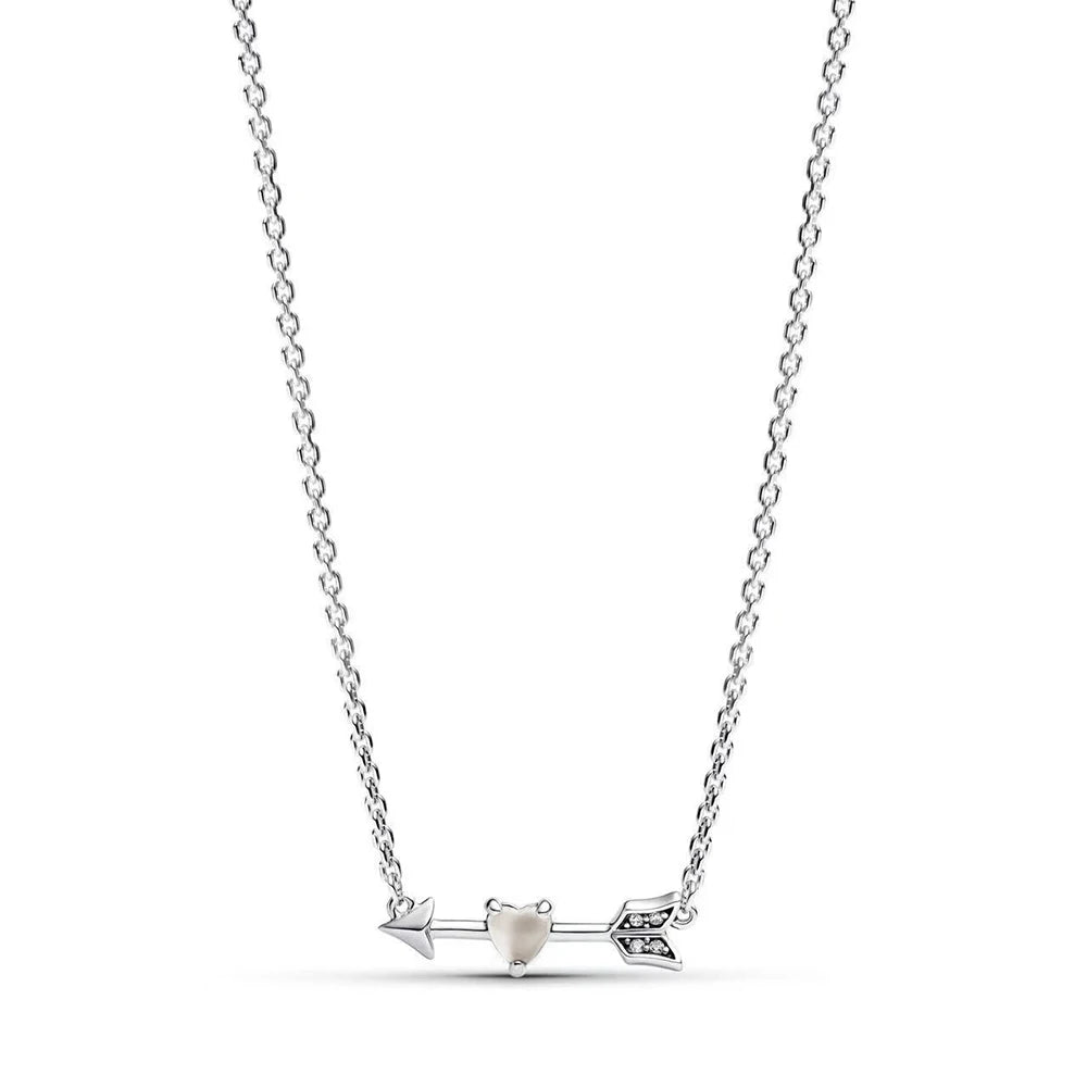 Hot Sale Original 925 Sterling Silver Colorful Bow Tie Necklace Red Heart Pendant Round Necklace Classic DIY Fine Christmas Gift