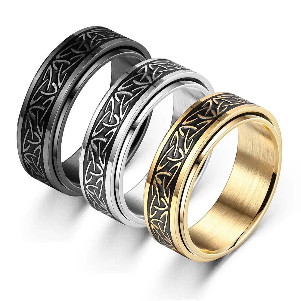 Viking Dragon Stainless Steel Anti Stress Rings Men Fidget Spinner Free Shipping Anti Anxiety Relaxing Rotating Ring Anillo