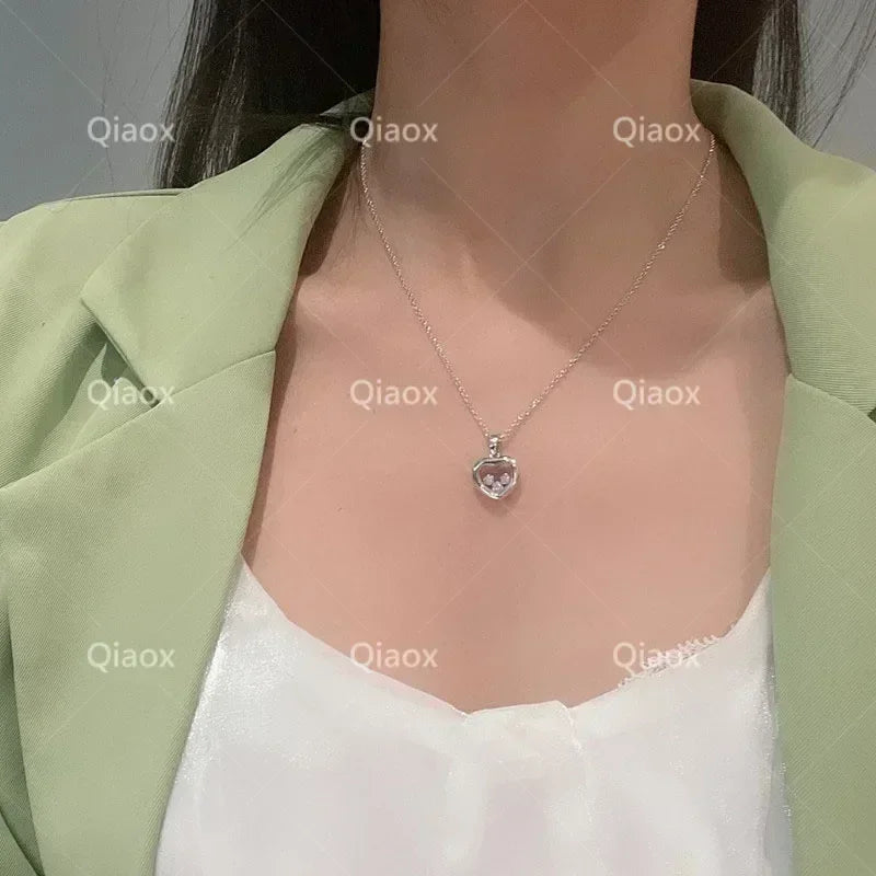 MXK 2025 Hot selling new 925 sterling silver heart-shaped necklace for women's fashion luxury brand jewelry party Christmas gift