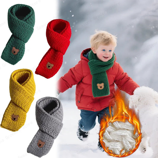Kids Windproof Scarf Fleece Lined Warm Neck Cover Toddler Winter Scarf Christmas Gift Unisex Baby Outdoor Scarf Korean Cute