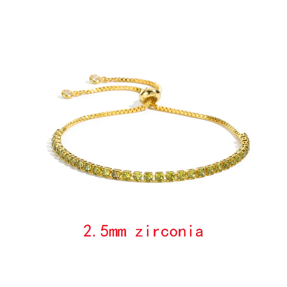 Luxury Rainbow Adjustable Multicolor Tennis Bracelets For Women Ladies Wedding Colorful Zircon Charm Bracelet Hand Chain Jewelry