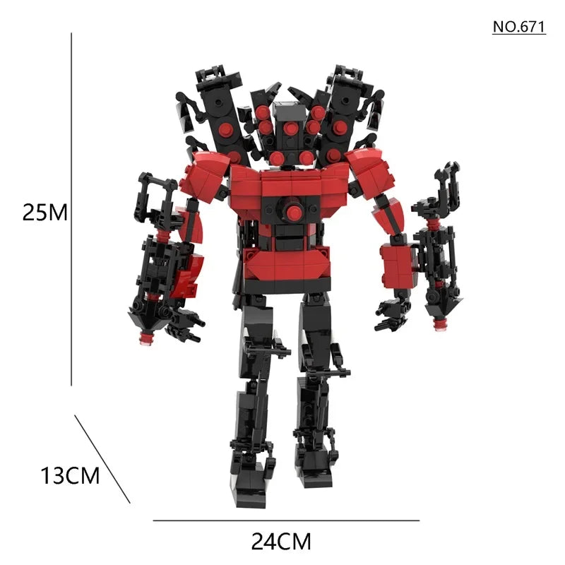 New Skibidi Toilet Titan Guitor Speaker Man Building Blocks Set With Battle-axe Creative DIY Bricks Toys For Boys Christmas Gift