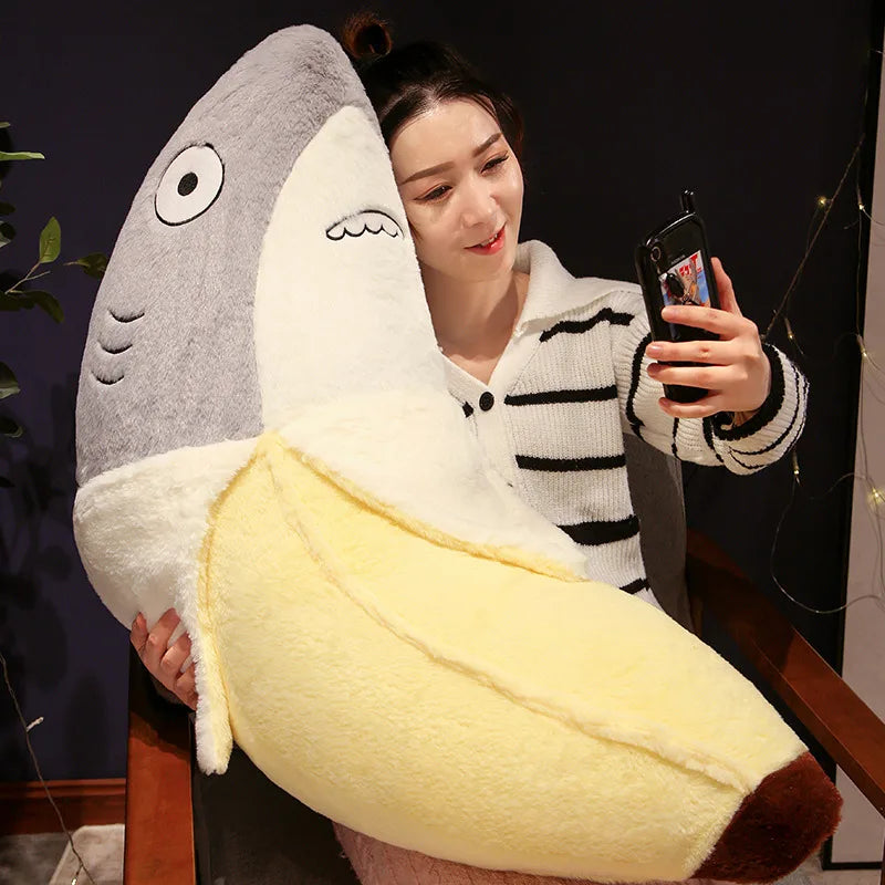 New Kawaii Transform Shark Banana Plush Toy Stuffed CuteShark Doll Animal Pillow Soft Cartoon Cushion Kid Christmas Gift