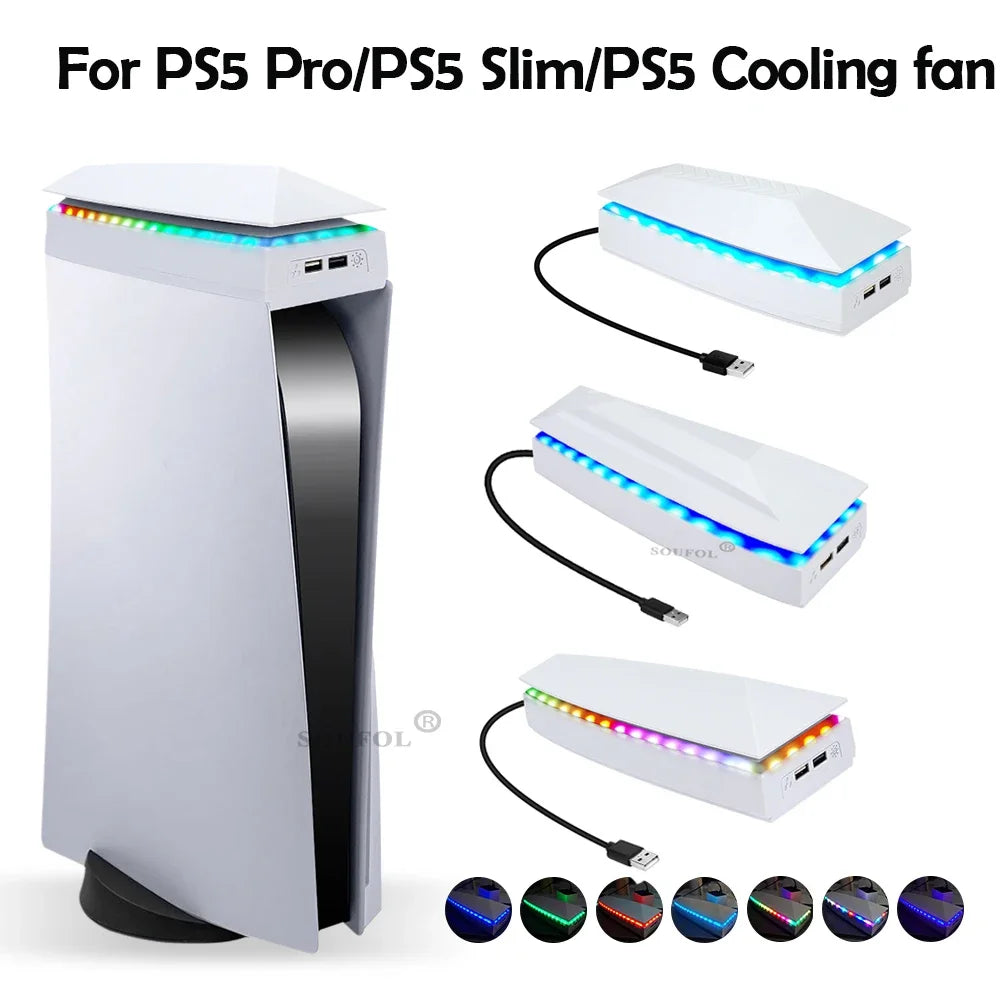 NEW Top Cooling Fan For PS5 pro Dust-proof Upper RGB Game Cooler Stand Heat Dissipation Cooling System for PS5/PS5 Slim/PS5 PRO