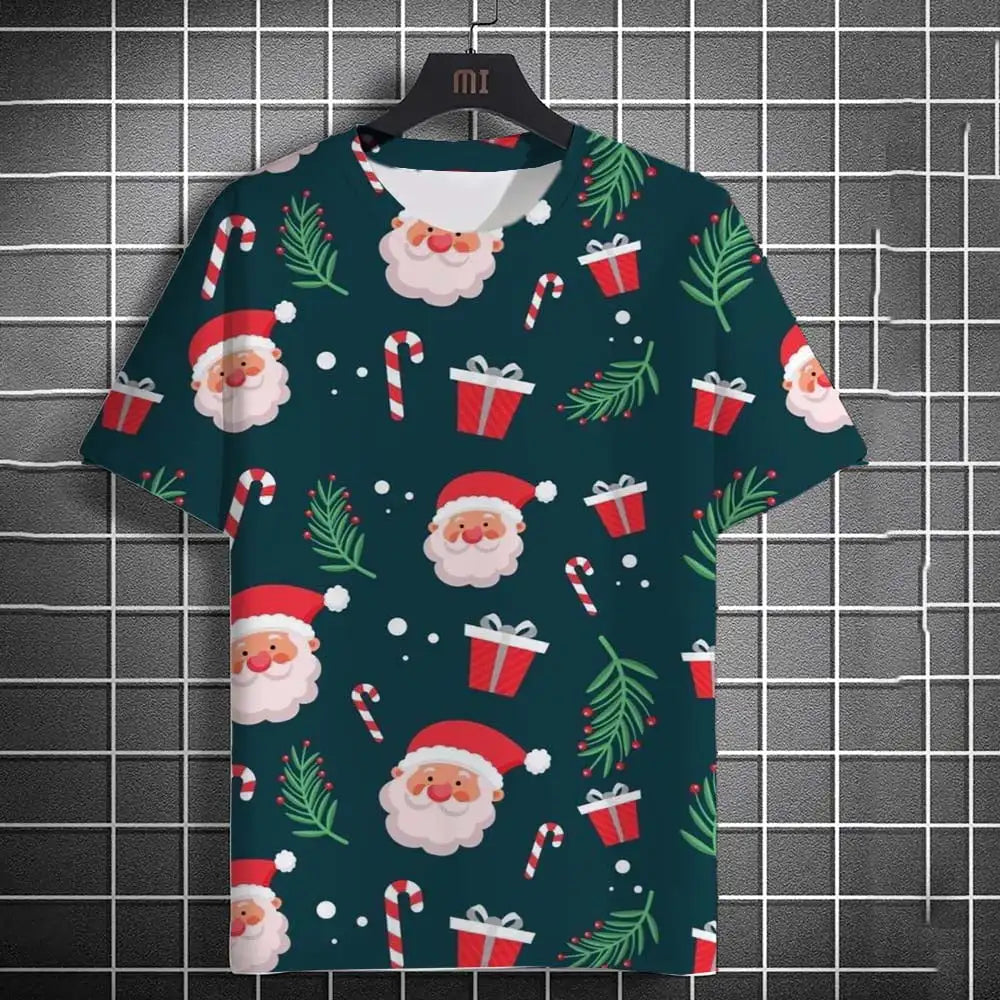 Kids Clothes Cartoon Christmas Santa Claus T Shirt Casual Short Sleeve T Shirts for Boys Girls 2-10y Christmas Gift for Children