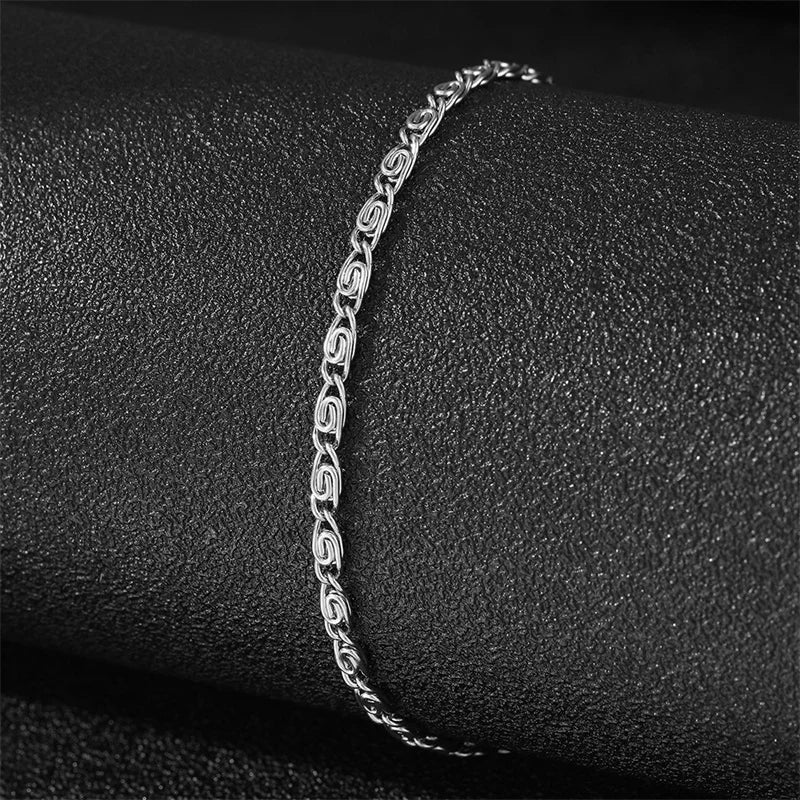 Men Stainless Steel Chain Bracelet for Women Hand Bangle Gold/Silver Color Foot Ankle Anklet Jewelry Accessories DIY Gift