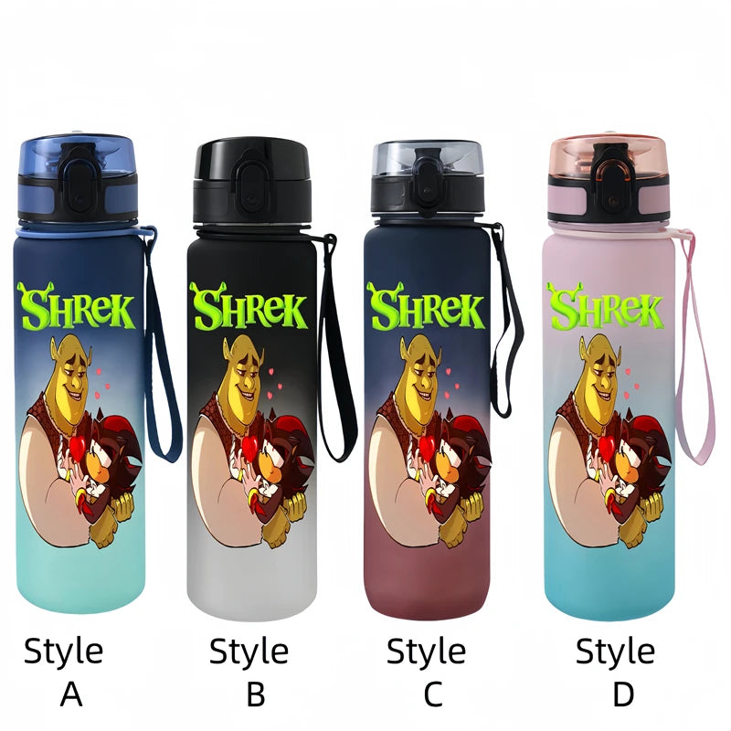 Shrek  650ml Cartoon Characters Portable Water Cup Large Capacity Outdoor Plastic Leak-proof Water Bottle Children's Gift